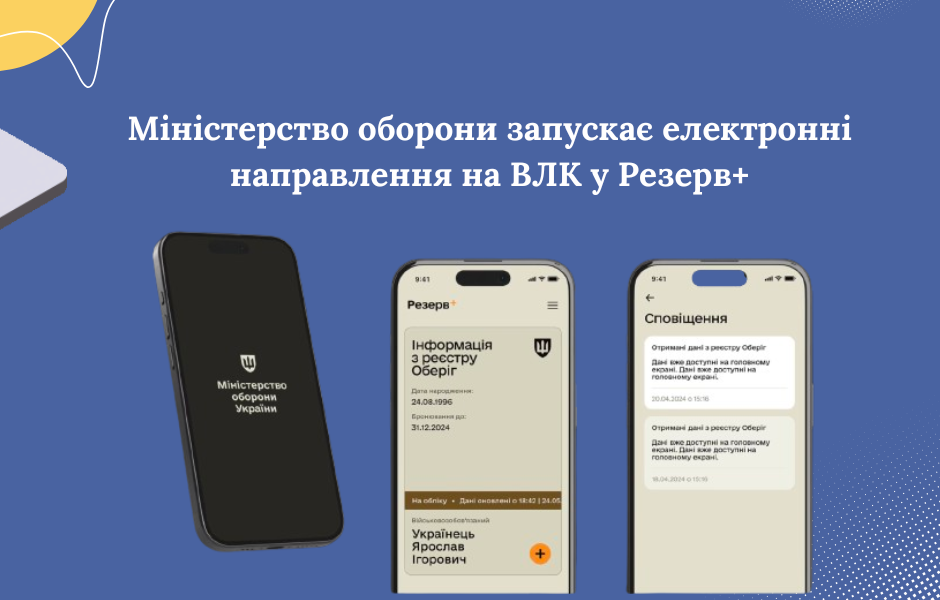 Міністерство оборони запускає електронні направлення на ВЛК у Резерв+