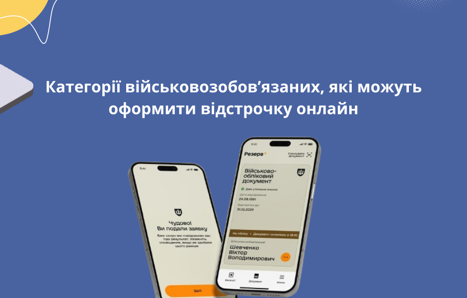 Категорії військовозобов’язаних, які можуть оформити відстрочку онлайн