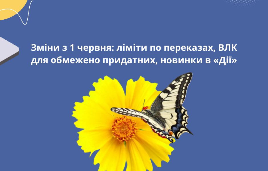 Зміни з 1 червня: ліміти по переказах, ВЛК для обмежено придатних, новинки в «Дії»