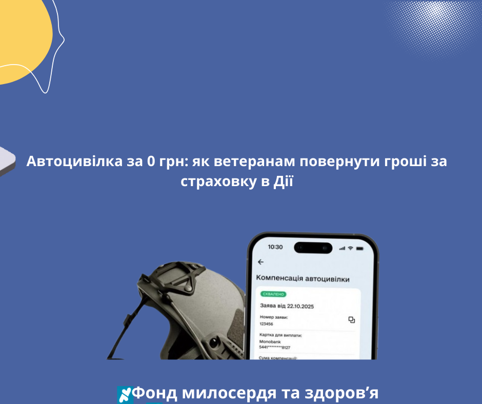 Автоцивілка за 0 грн: як ветеранам повернути гроші за страховку в Дії