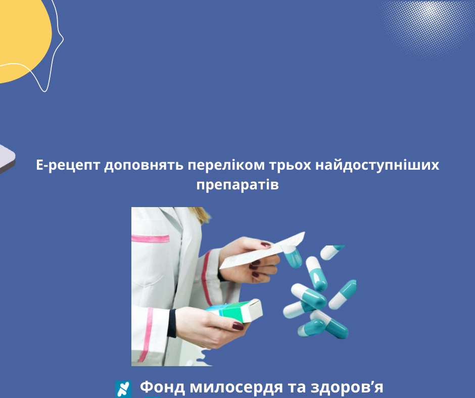 Е-рецепт доповнять переліком трьох найдоступніших препаратів