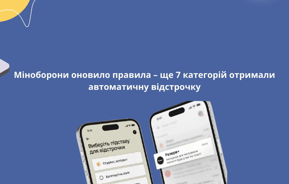 Міноборони оновило правила – ще 7 категорій отримали автоматичну відстрочку