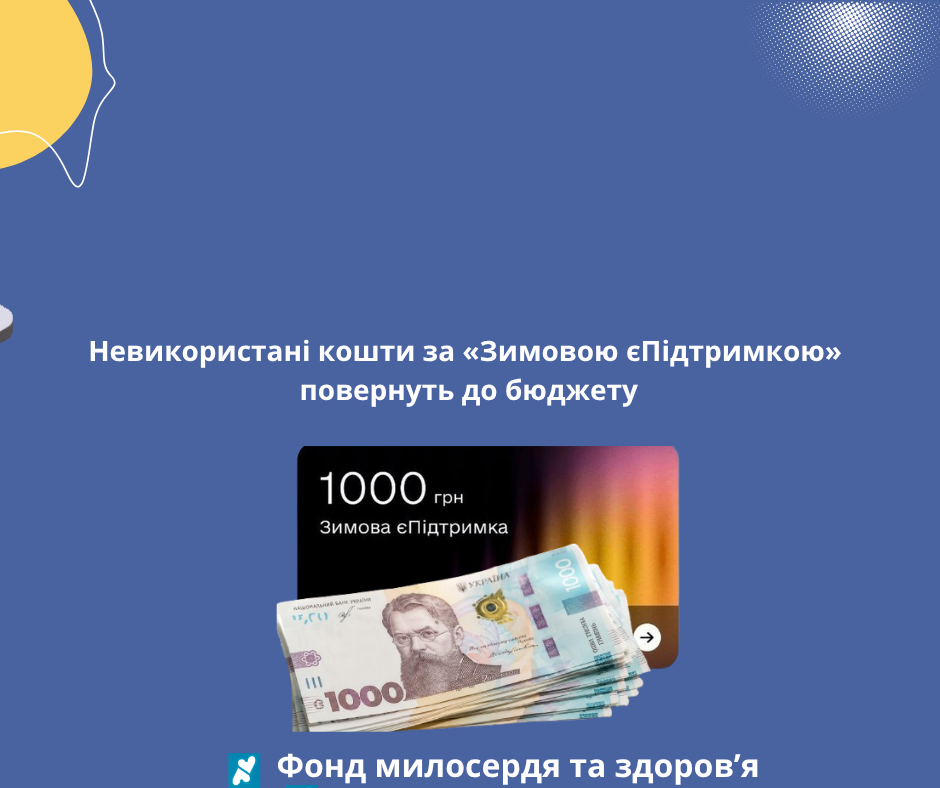 Невикористані кошти за «Зимовою єПідтримкою» повернуть до бюджету