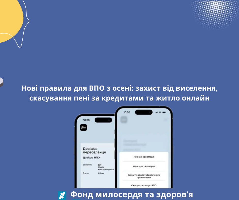 Нові правила для ВПО з осені: захист від виселення, скасування пені за кредитами та житло онлайн