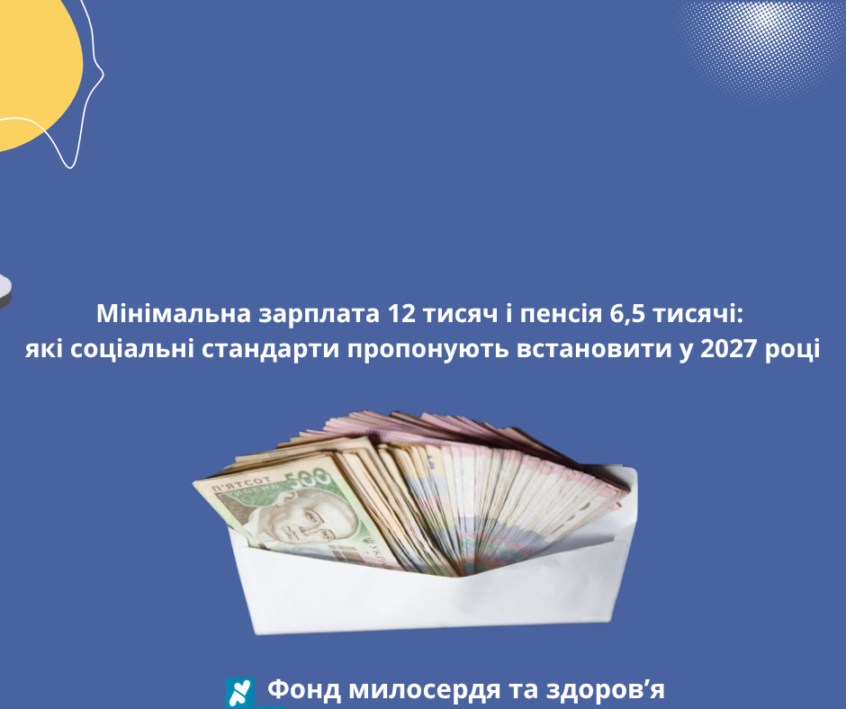 Мінімальна зарплата 12 тисяч і пенсія 6,5 тисячі: які соціальні стандарти пропонують встановити у 2027 році